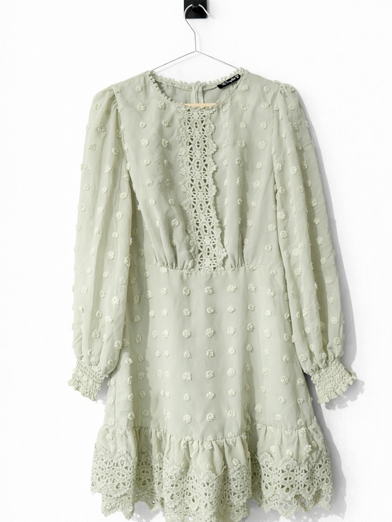 Simplee Apparel Dresses & Skirts - Simple Sage Green Crochet-Trim Long Dress